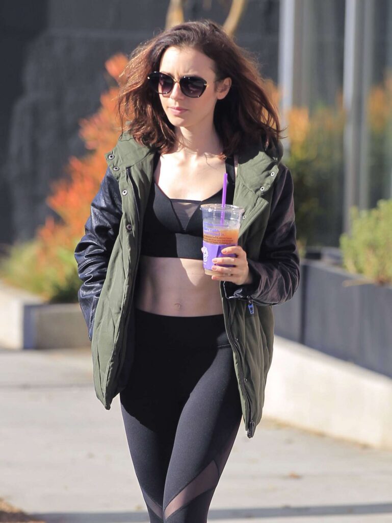 Lily Collins Bra Leggings Images